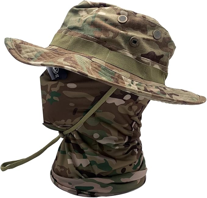 Fishing Hat Boonie Hat Tactical hat Camo Hats Balaclava Headband Glasses Set for Outdoor Sport Unisex