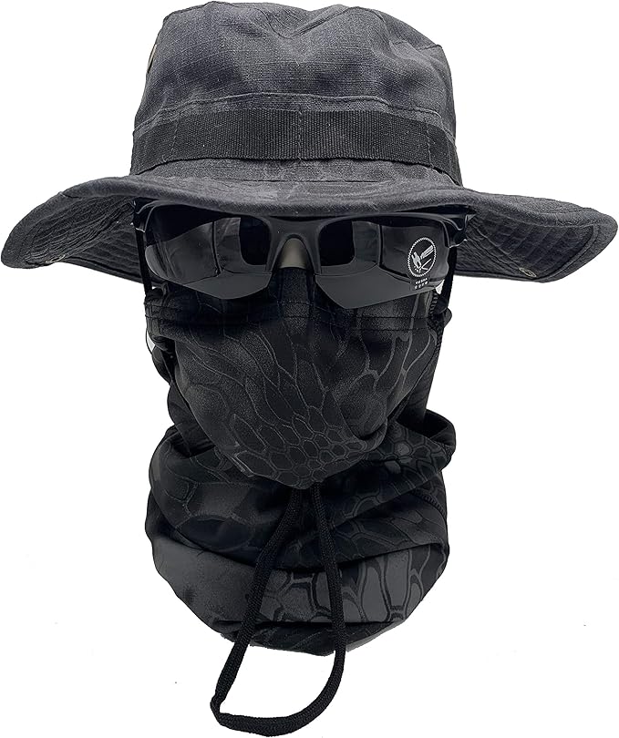 Fishing Hat Boonie Hat Tactical hat Camo Hats Balaclava Headband Glasses Set for Outdoor Sport Unisex